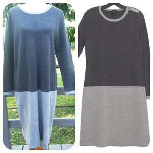 TALBOTS Plus Size 14W Italian Merino Wool Sweater Shift Dress, color block